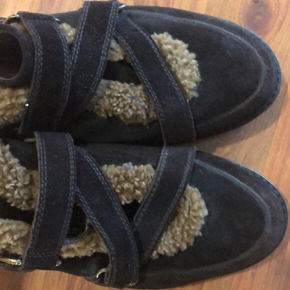 Stuart Weizmann fur lined suede brown tanshoes 7.5 - Picture 11 of 11
